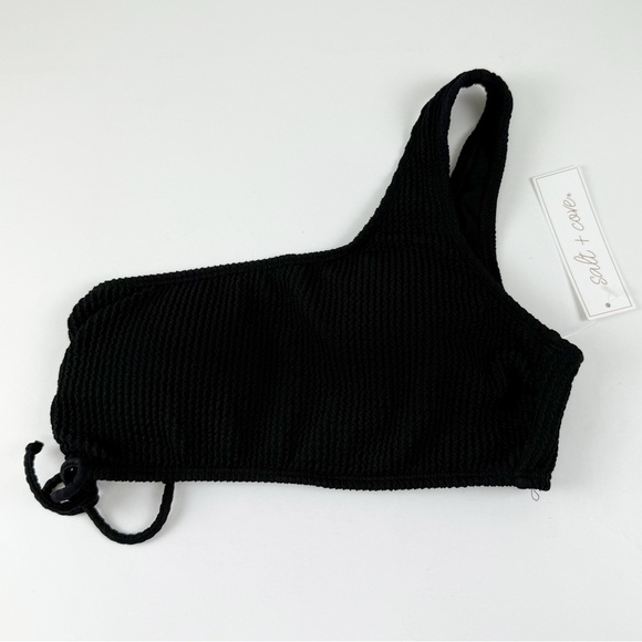 Salt + Cove Other - Salt + Cove Bikini Top Juniors Size Small Black Ribbed One Strap Swim NWT
